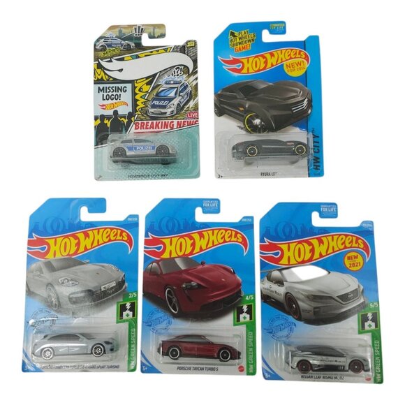 Hot Wheels Missing Logo HW City Green Speed 1:64 Scale Diecast 5 Lot Mattel NIP - Picture 1 of 12